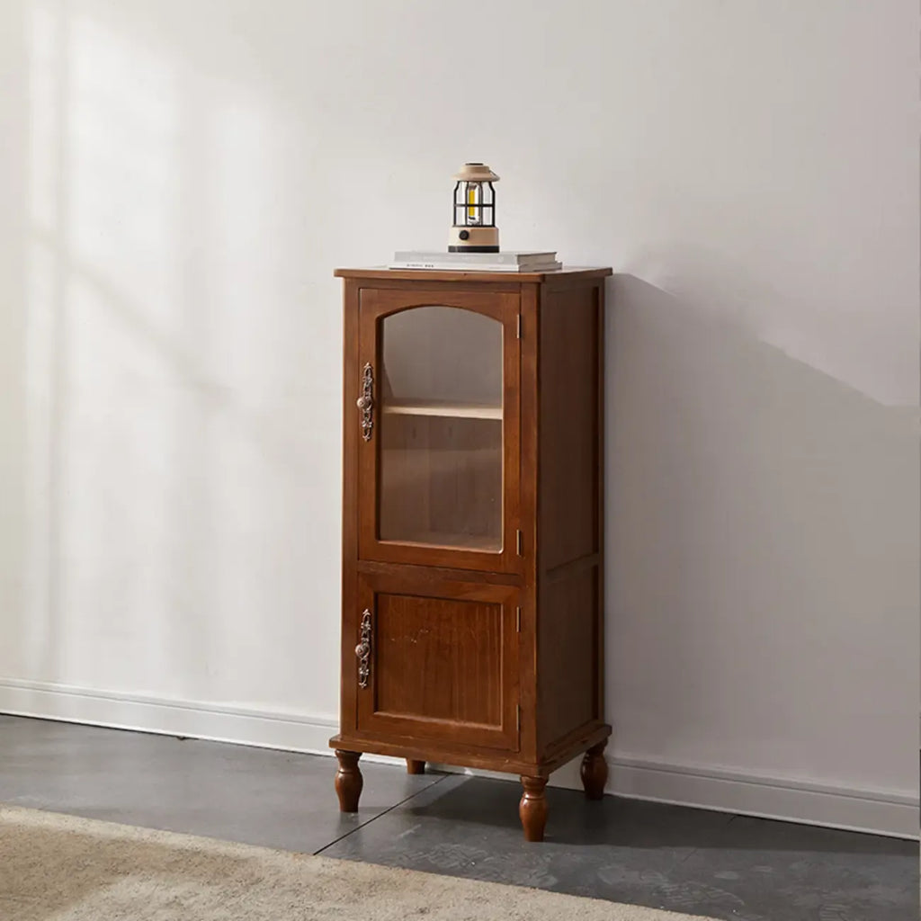 Meuble de rangement d'appoint européen en bois avec porte et tiroir en verre