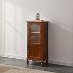 Meuble de rangement d'appoint européen en bois avec porte et tiroir en verre