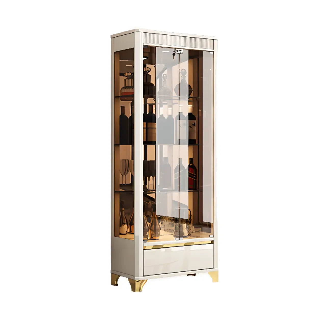 Élégante vitrine en verre noir transparent avec tiroirs