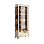 Élégante vitrine en verre noir transparent avec tiroirs