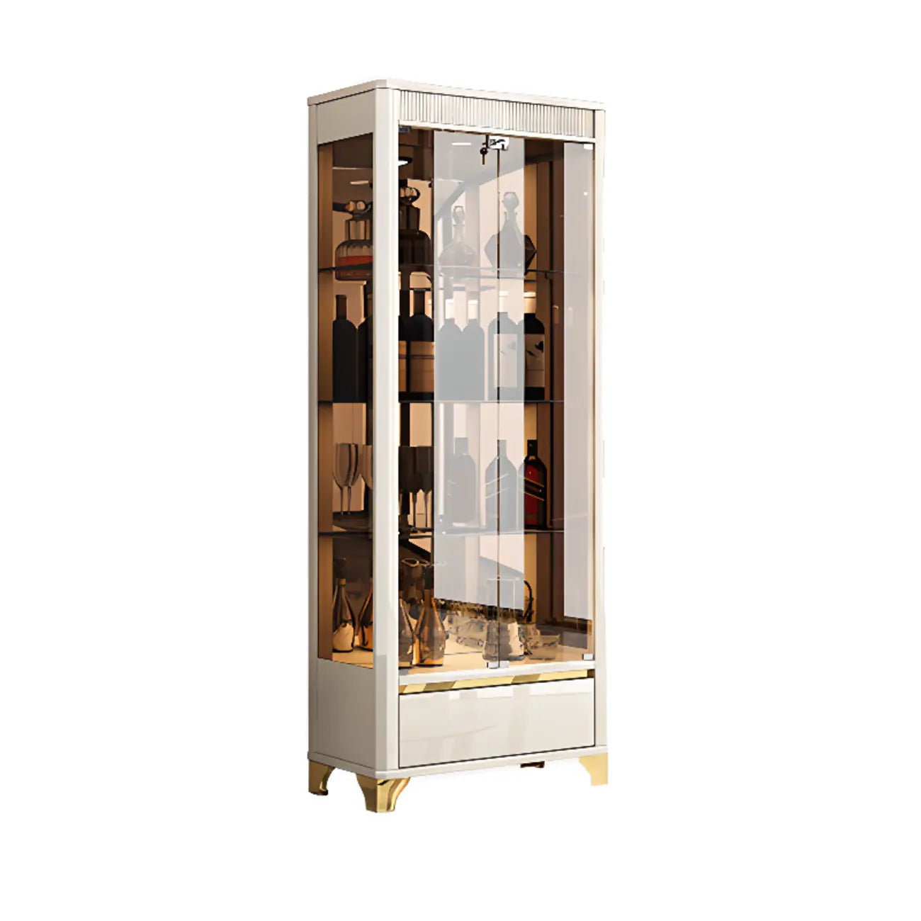 Élégante vitrine en verre noir transparent avec tiroirs