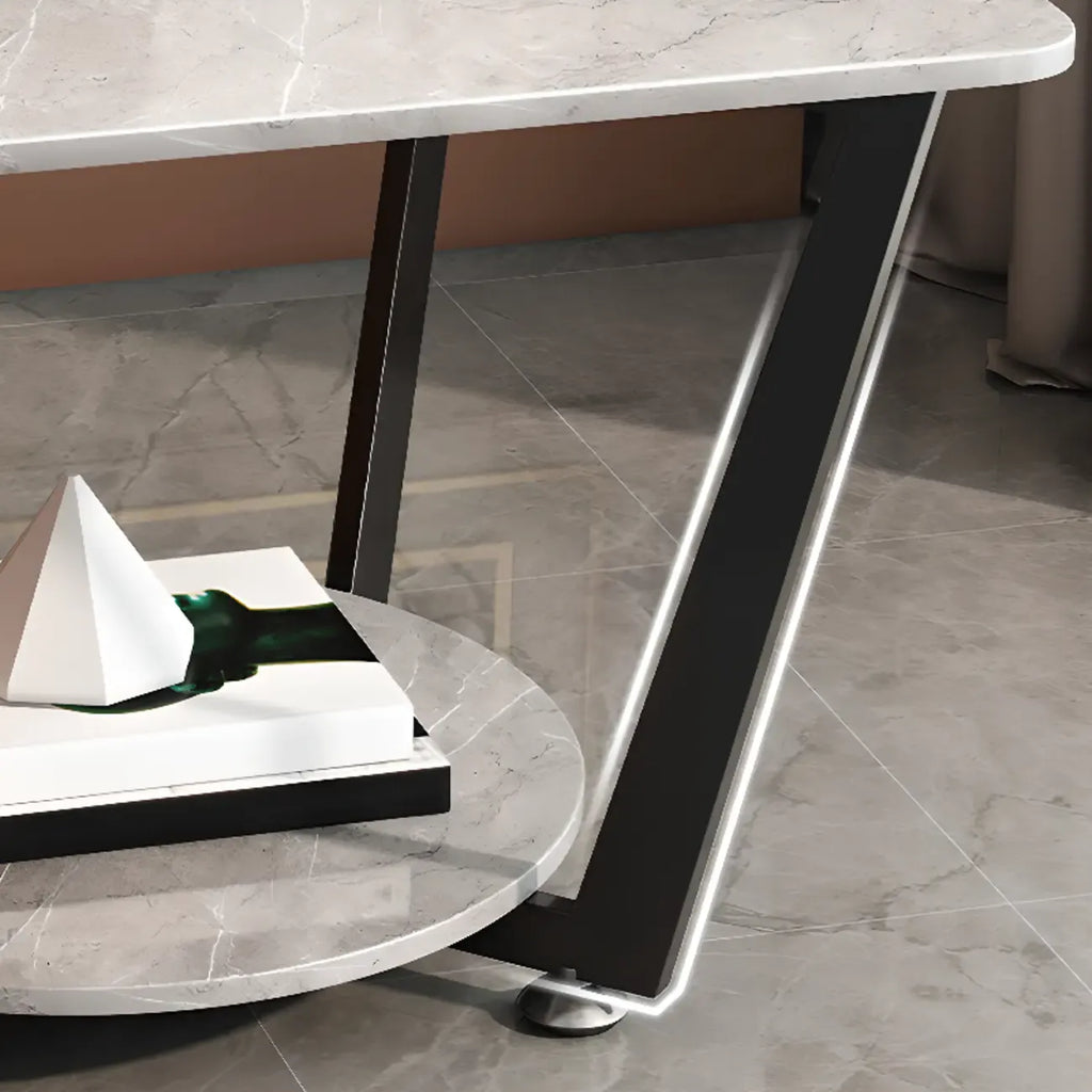 Table d'appoint moderne carrée en marbre gris avec rangement
