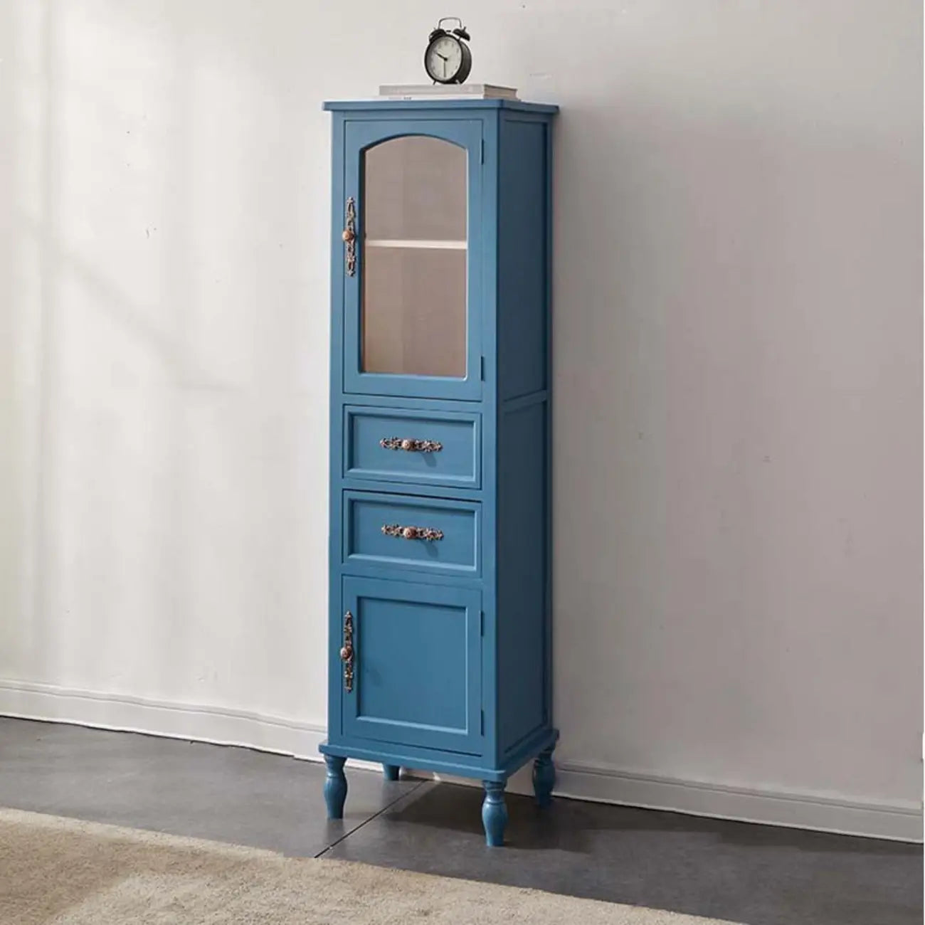 Meuble de rangement d'appoint européen en bois avec porte et tiroir en verre
