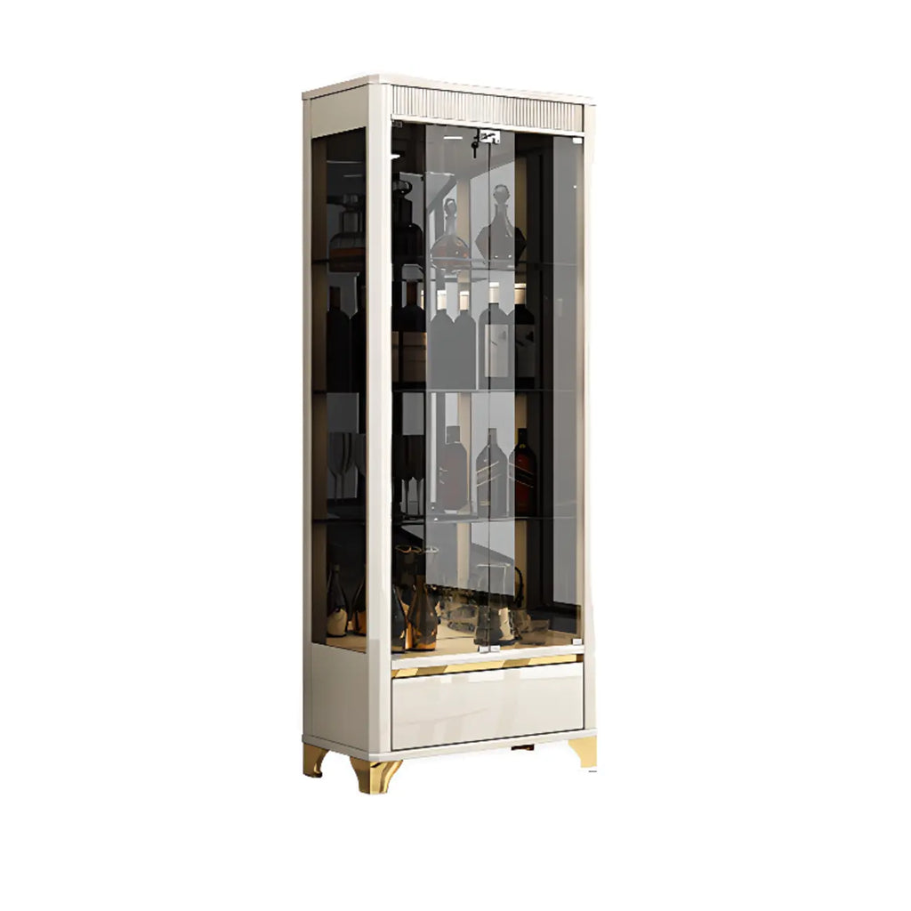 Élégante vitrine en verre noir transparent avec tiroirs