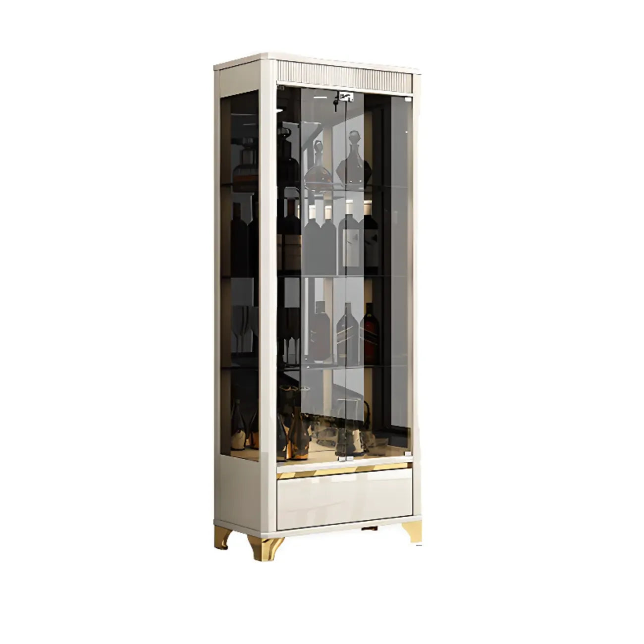 Élégante vitrine en verre noir transparent avec tiroirs