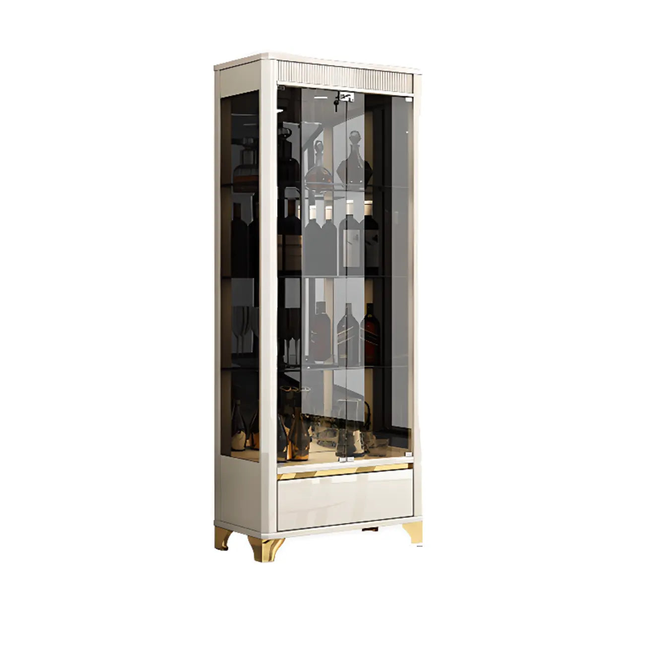 Élégante vitrine en verre noir transparent avec tiroirs
