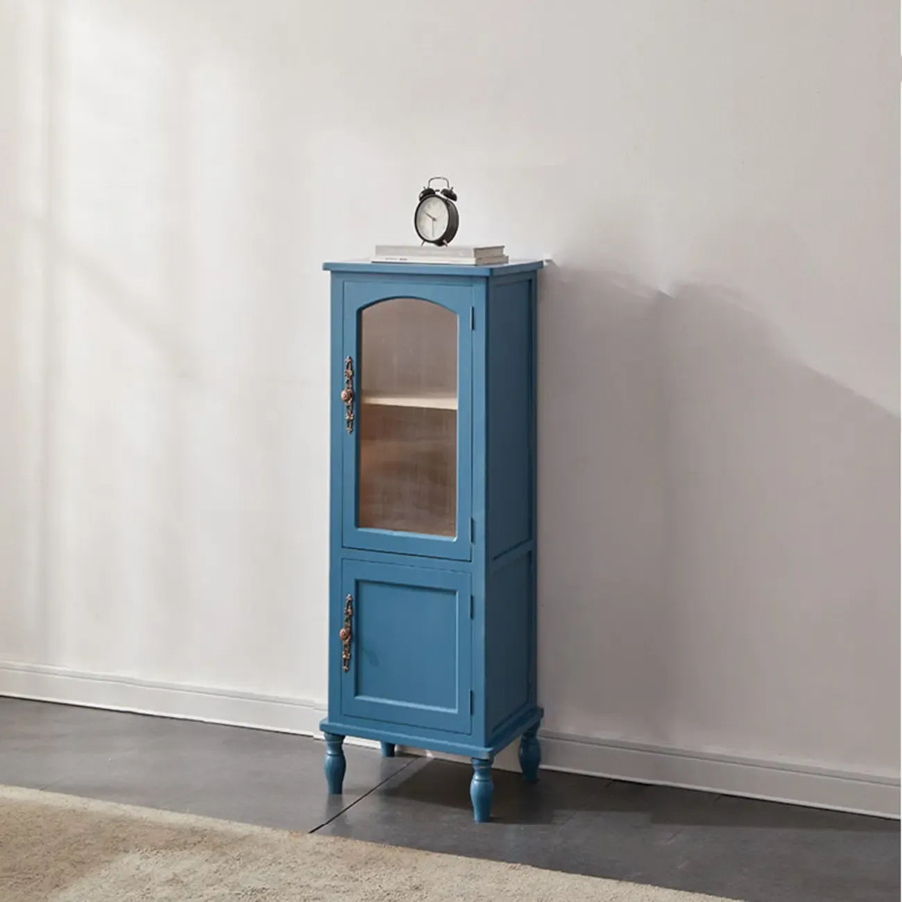 Meuble de rangement d'appoint européen en bois avec porte et tiroir en verre