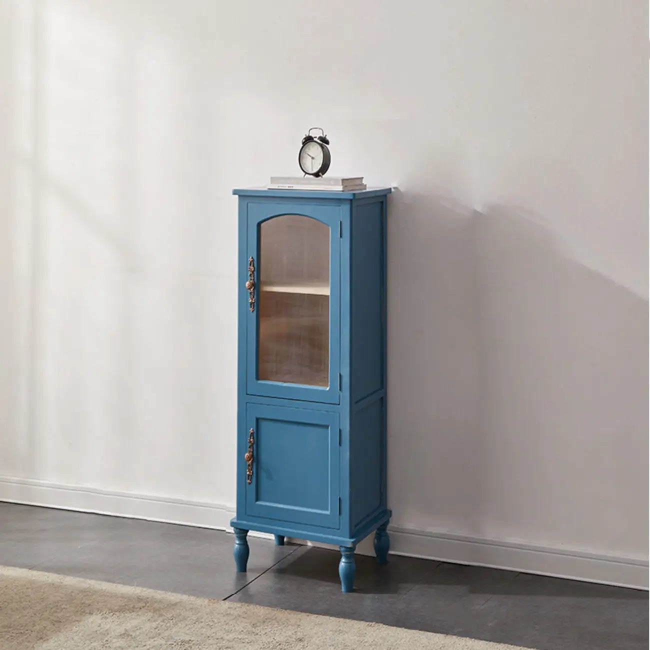 Meuble de rangement d'appoint européen en bois avec porte et tiroir en verre