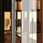 Élégante vitrine en verre noir transparent avec tiroirs