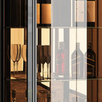 Élégante vitrine en verre noir transparent avec tiroirs