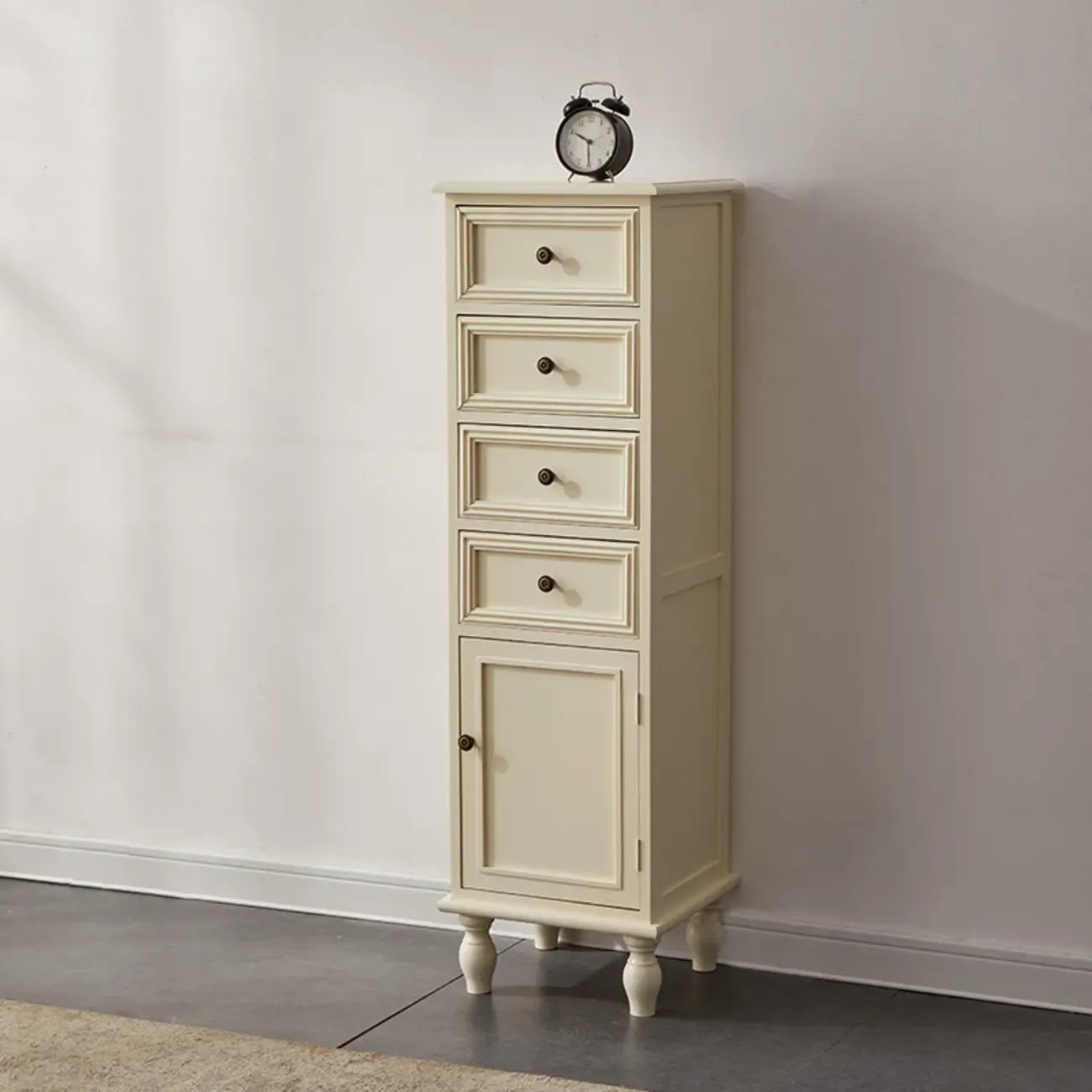 Meuble de rangement d'appoint européen en bois avec porte et tiroir en verre