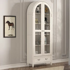 Mobile Espositore Contenitore in Legno Bianco con Ante ad Arco in Vetro