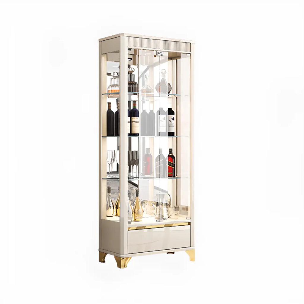 Élégante vitrine en verre noir transparent avec tiroirs