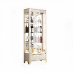 Élégante vitrine en verre noir transparent avec tiroirs