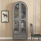 Mobile Espositore Contenitore in Legno Bianco con Ante ad Arco in Vetro