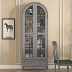 Mobile Espositore Contenitore in Legno Bianco con Ante ad Arco in Vetro