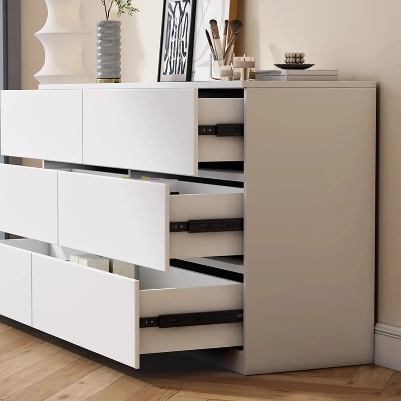 Commode double minimaliste en bois pour chambre à coucher