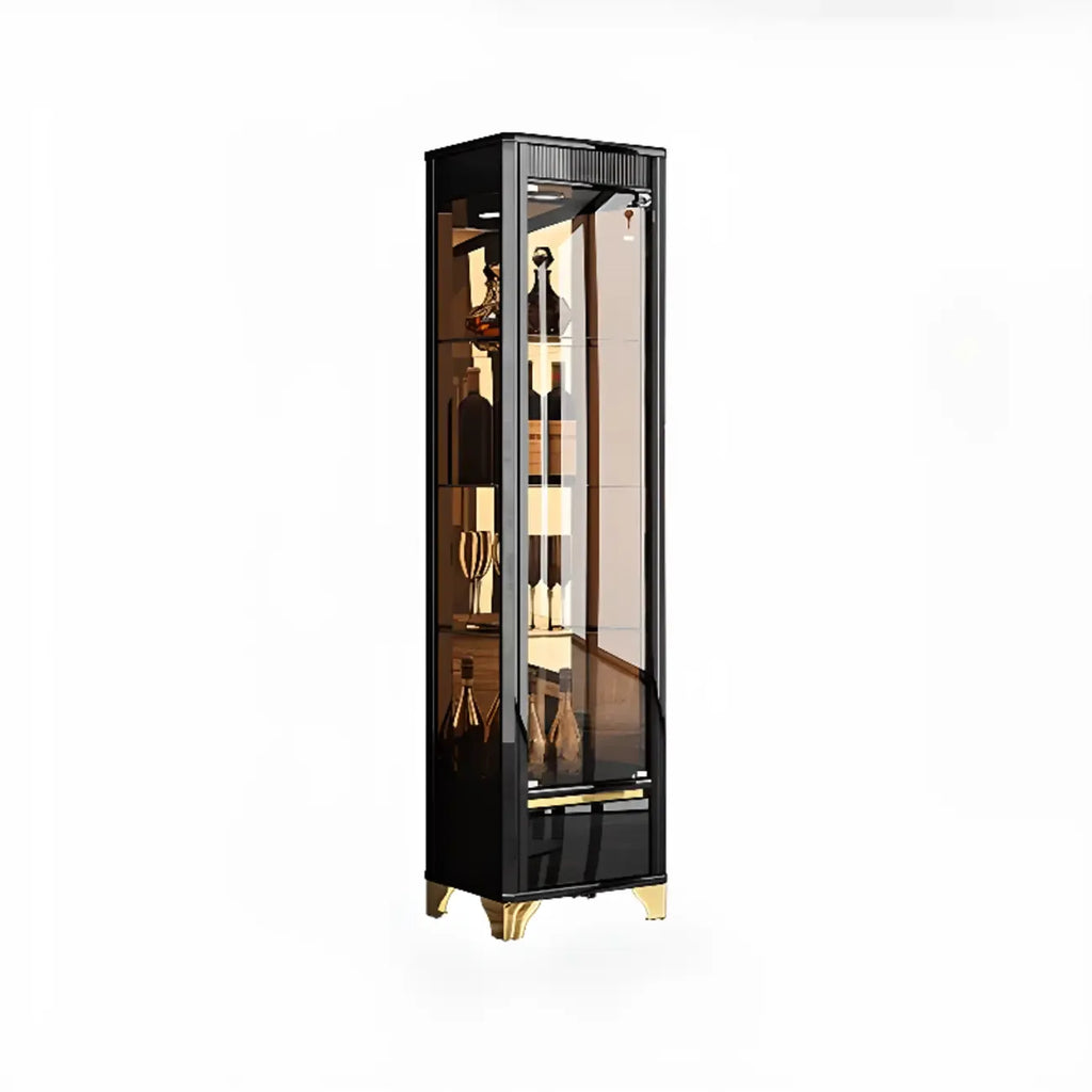 Élégante vitrine en verre noir transparent avec tiroirs