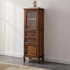 Meuble de rangement d'appoint européen en bois avec porte et tiroir en verre