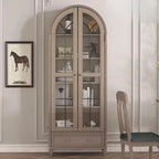 Mobile Espositore Contenitore in Legno Bianco con Ante ad Arco in Vetro