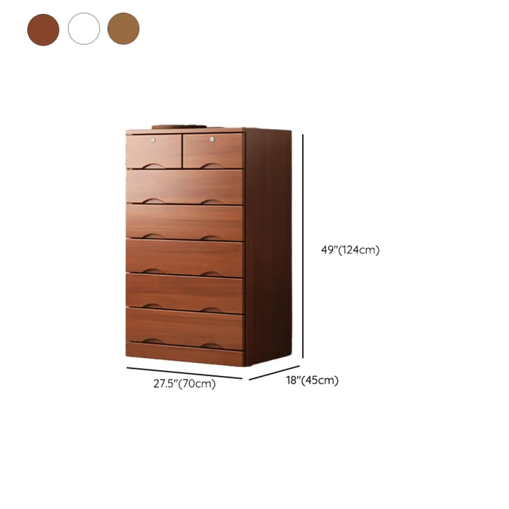 Commode industrielle en bois massif à 5 tiroirs pour chambre à coucher