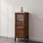 Meuble de rangement d'appoint européen en bois avec porte et tiroir en verre