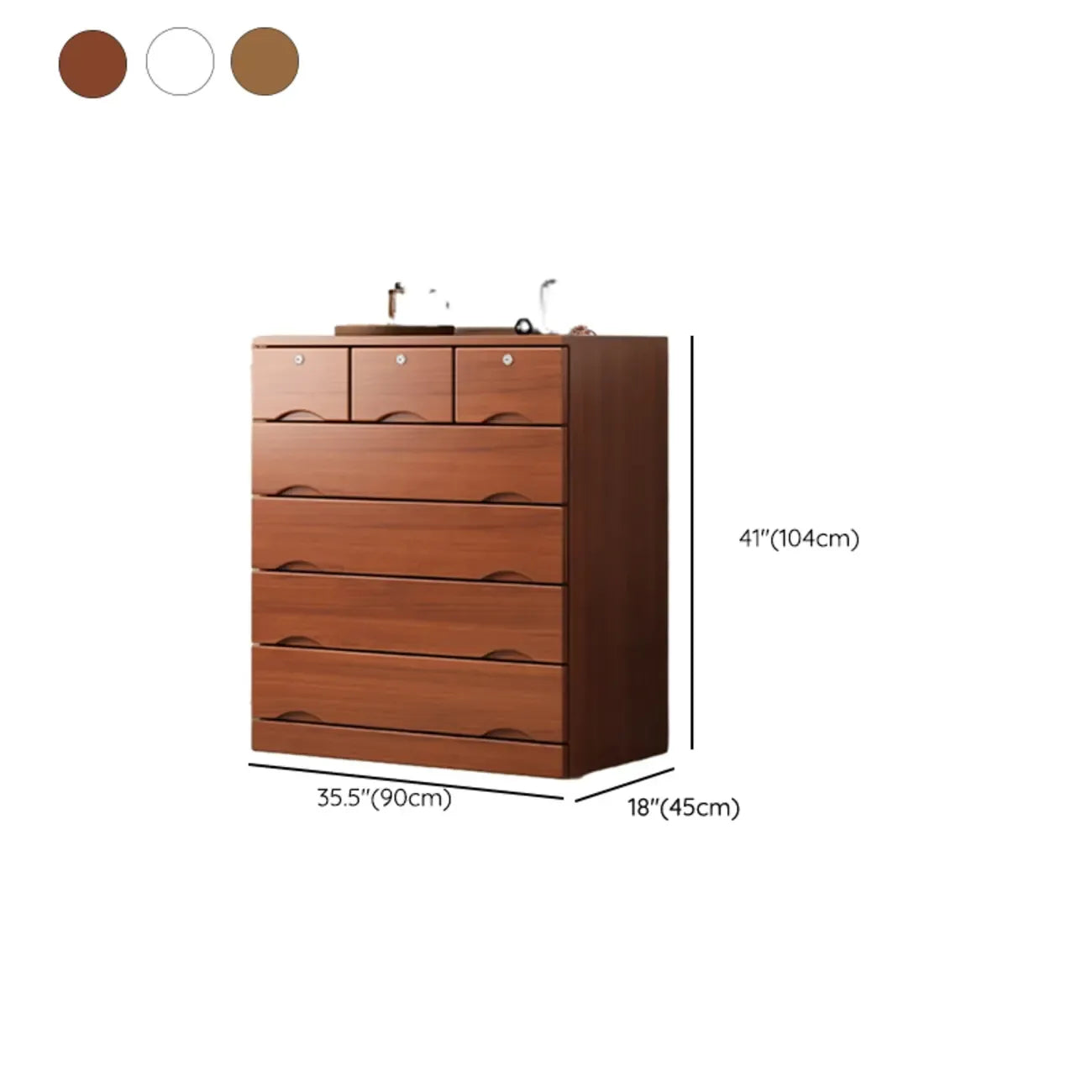 Commode industrielle en bois massif à 5 tiroirs pour chambre à coucher
