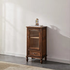 Meuble de rangement d'appoint européen en bois avec porte et tiroir en verre
