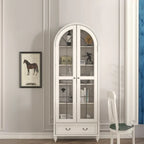 Mobile Espositore Contenitore in Legno Bianco con Ante ad Arco in Vetro