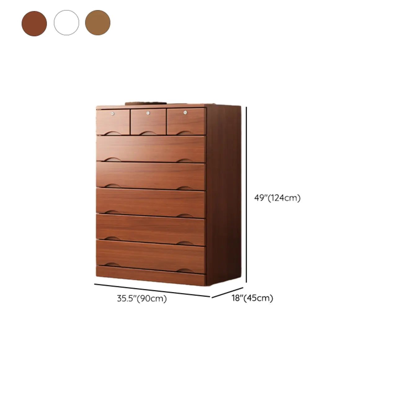 Commode industrielle en bois massif à 5 tiroirs pour chambre à coucher
