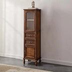 Meuble de rangement d'appoint européen en bois avec porte et tiroir en verre