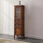 Meuble de rangement d'appoint européen en bois avec porte et tiroir en verre