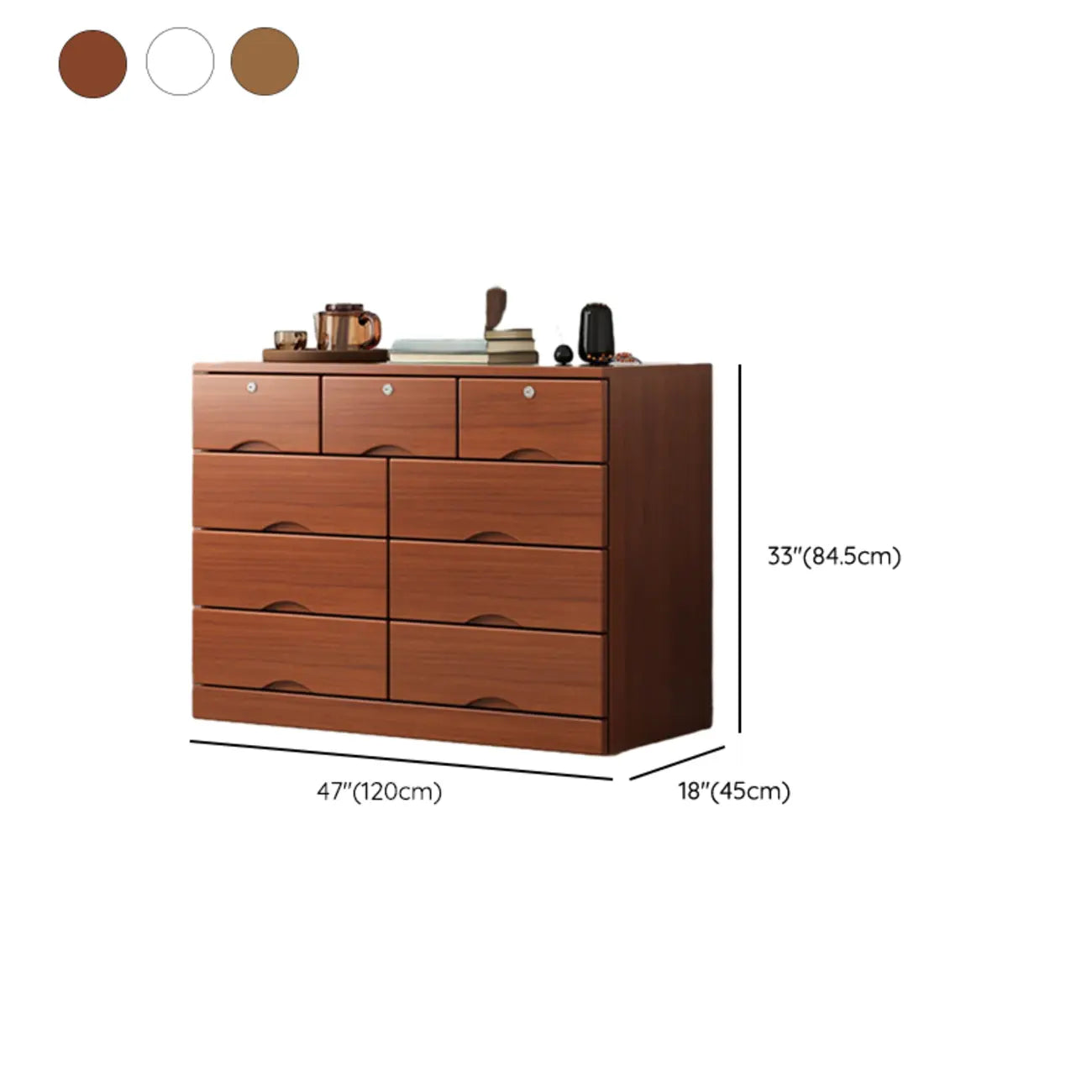 Commode industrielle en bois massif à 5 tiroirs pour chambre à coucher