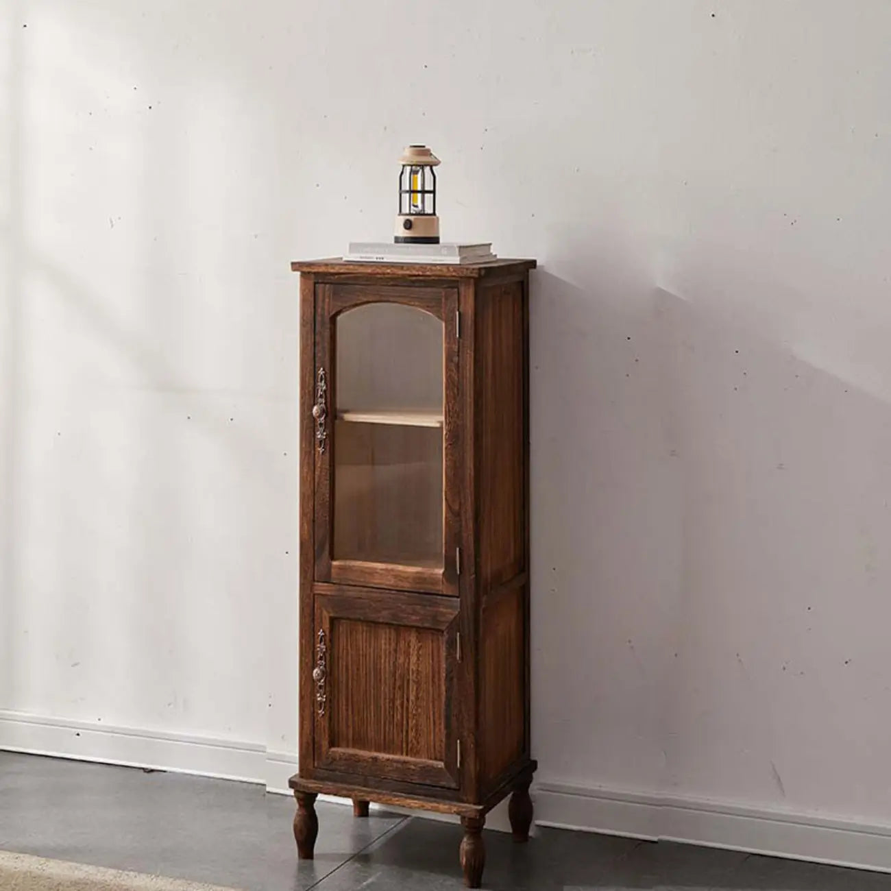 Meuble de rangement d'appoint européen en bois avec porte et tiroir en verre