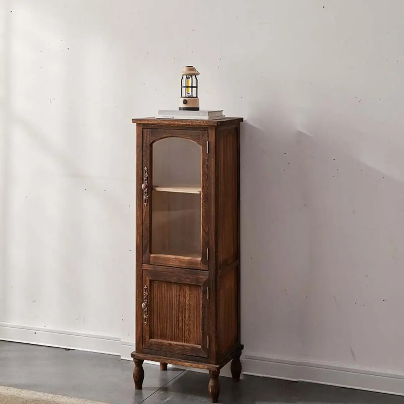 Meuble de rangement d'appoint européen en bois avec porte et tiroir en verre