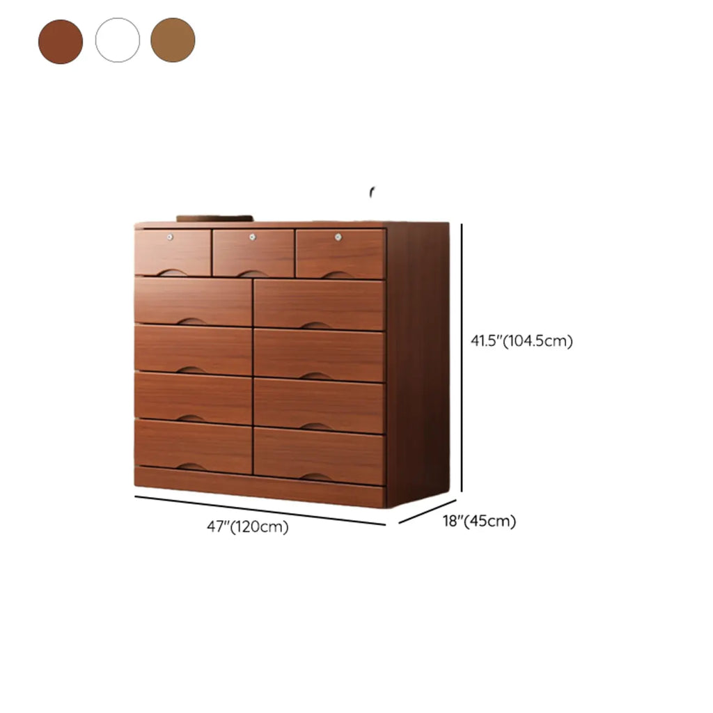 Commode industrielle en bois massif à 5 tiroirs pour chambre à coucher