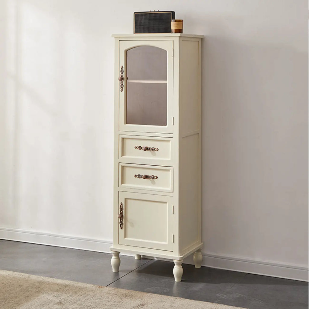Meuble de rangement d'appoint européen en bois avec porte et tiroir en verre