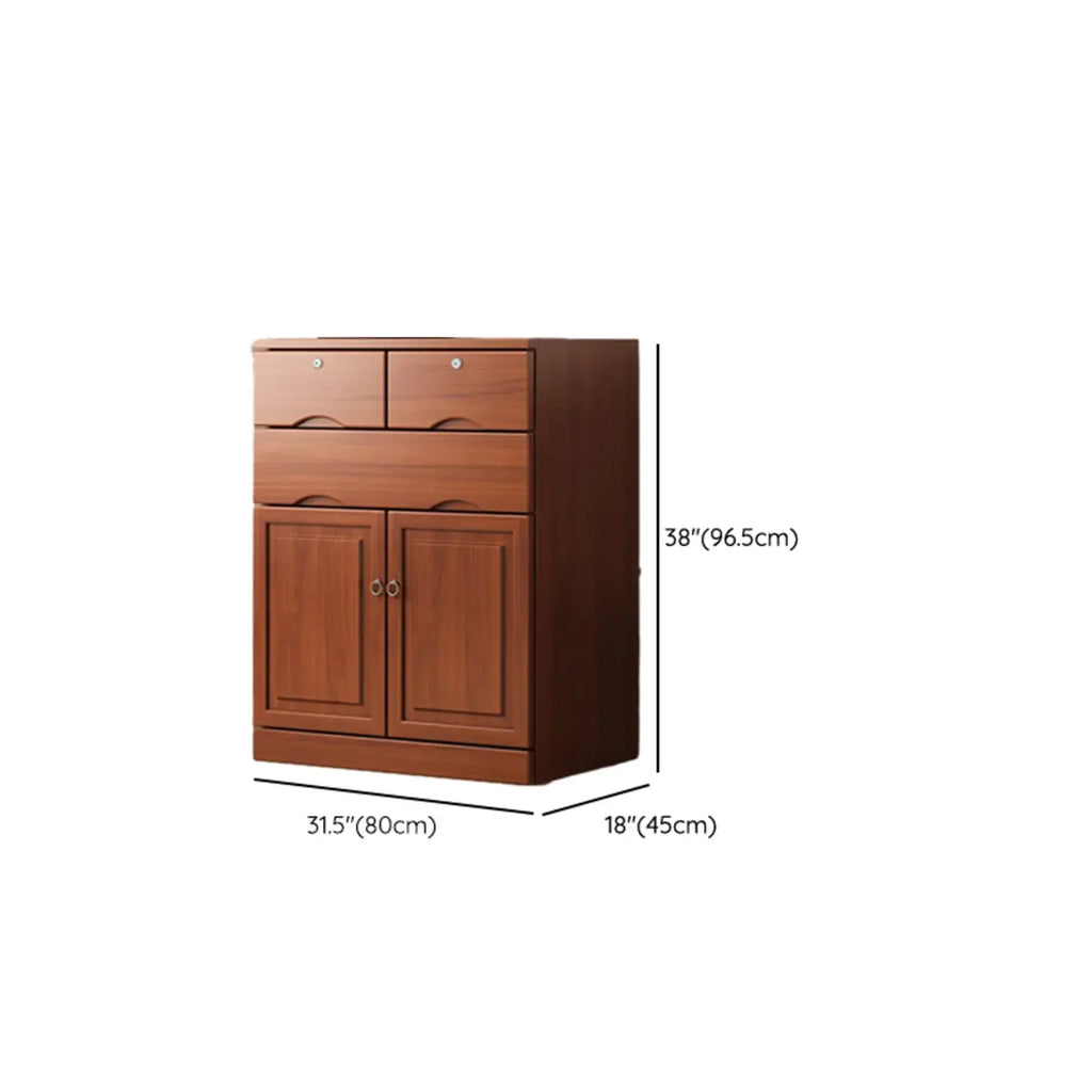 Commode industrielle en bois massif à 5 tiroirs pour chambre à coucher