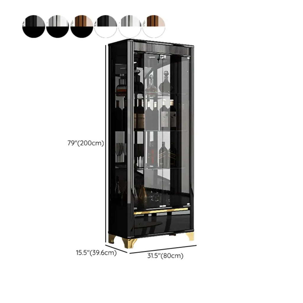 Élégante vitrine en verre noir transparent avec tiroirs