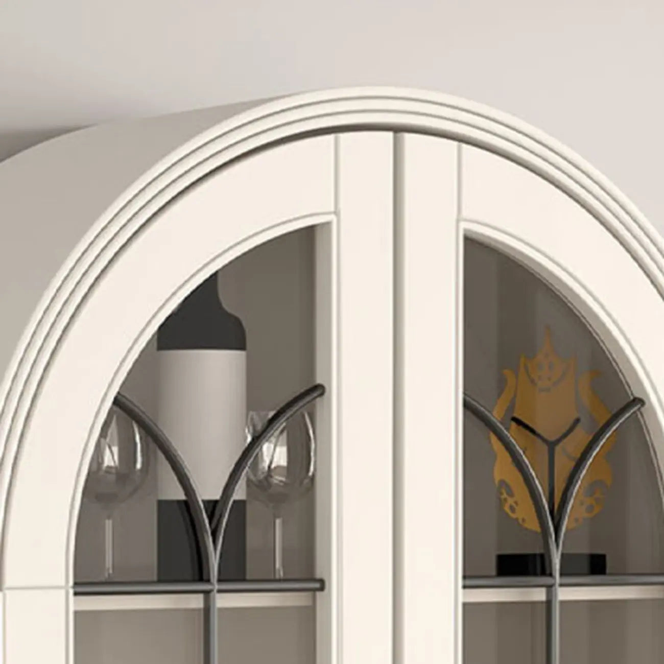 Mobile Espositore Contenitore in Legno Bianco con Ante ad Arco in Vetro