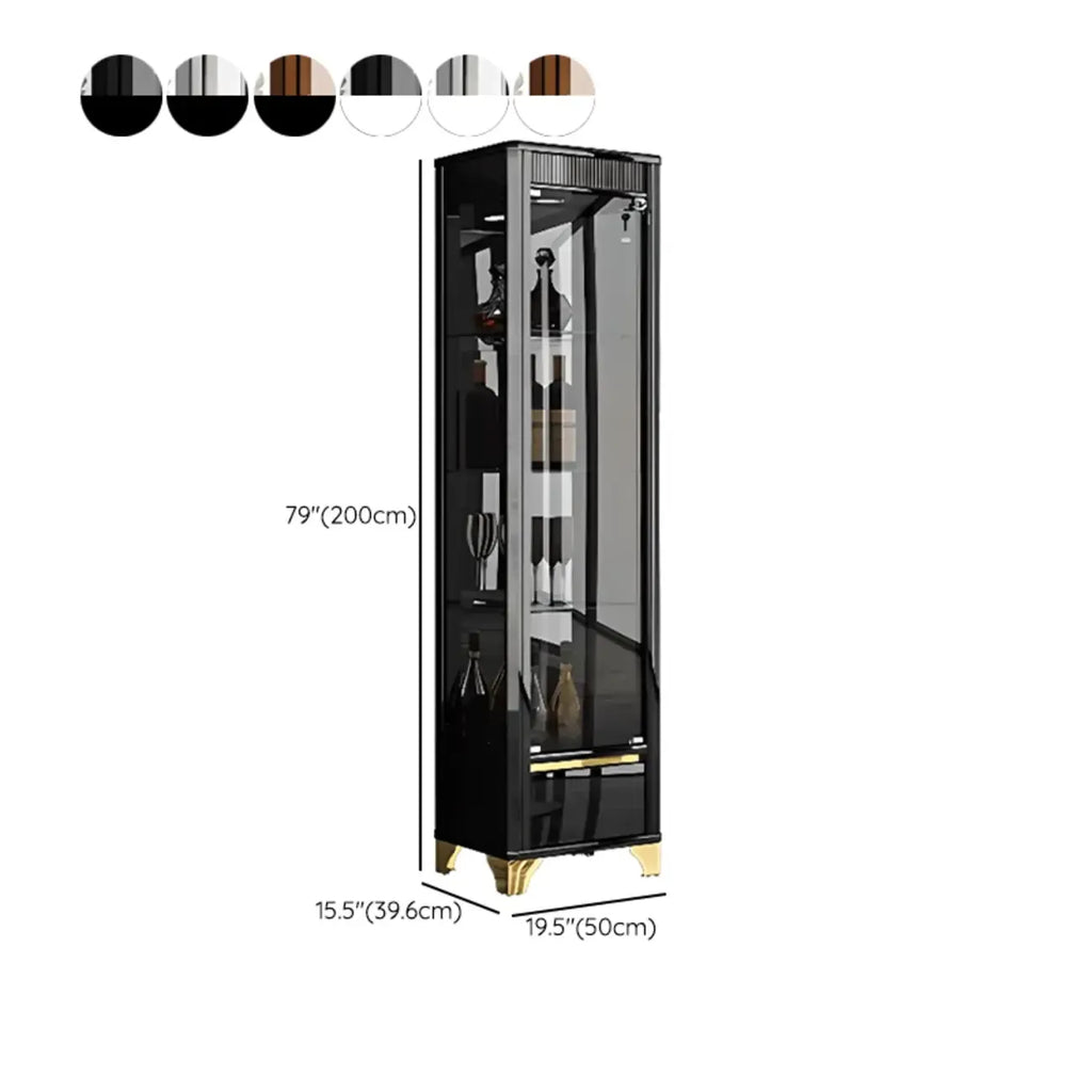 Élégante vitrine en verre noir transparent avec tiroirs