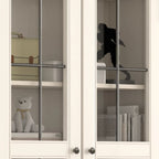 Mobile Espositore Contenitore in Legno Bianco con Ante ad Arco in Vetro