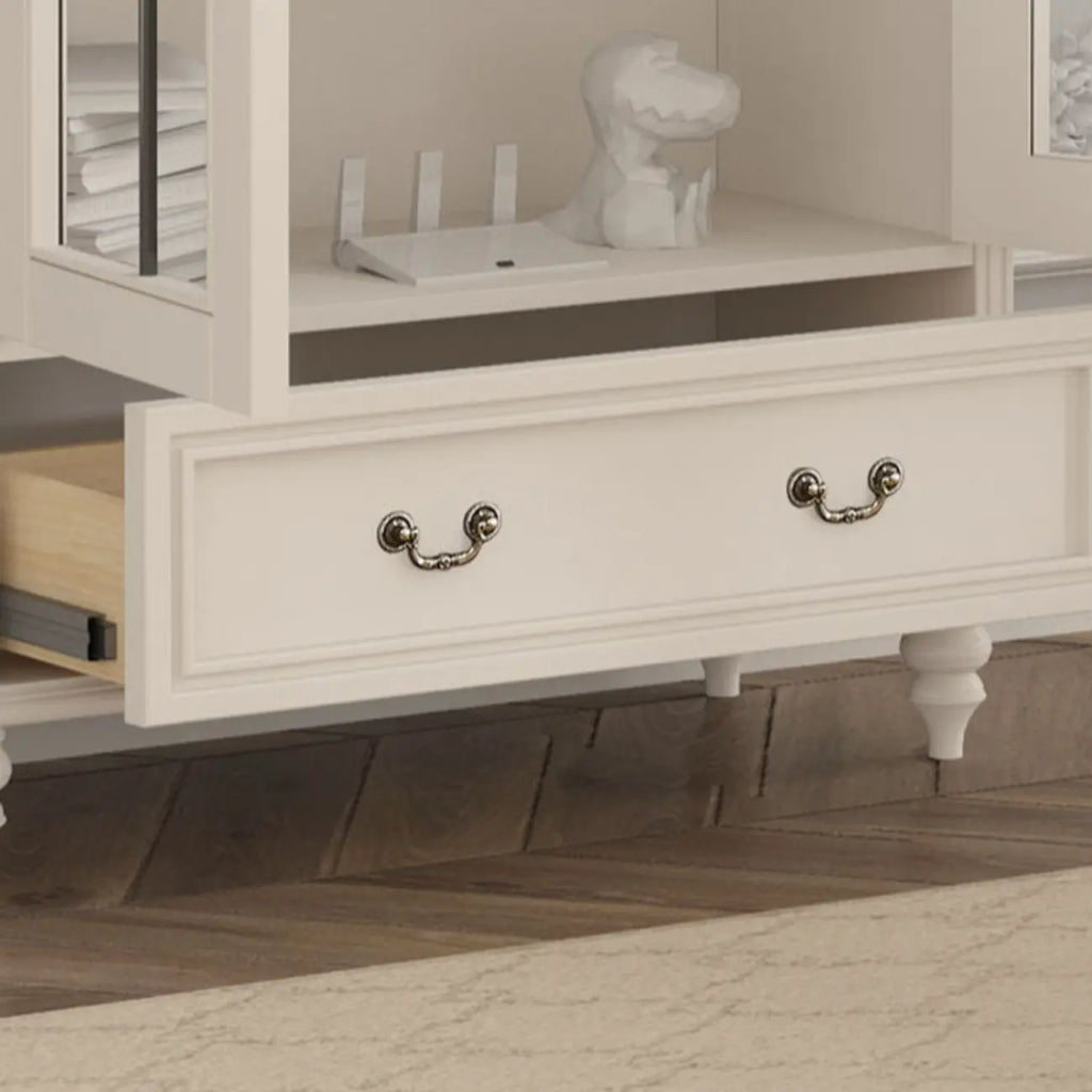 Mobile Espositore Contenitore in Legno Bianco con Ante ad Arco in Vetro