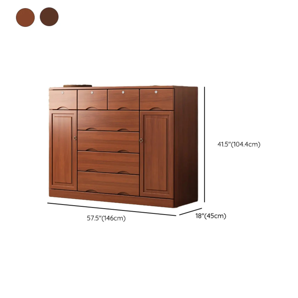 Commode industrielle en bois massif à 5 tiroirs pour chambre à coucher