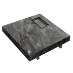 Table basse carrée grise moderne avec piètement en acier inoxydable