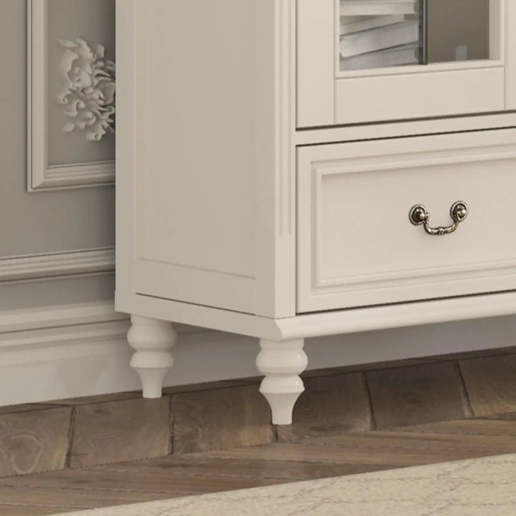 Mobile Espositore Contenitore in Legno Bianco con Ante ad Arco in Vetro
