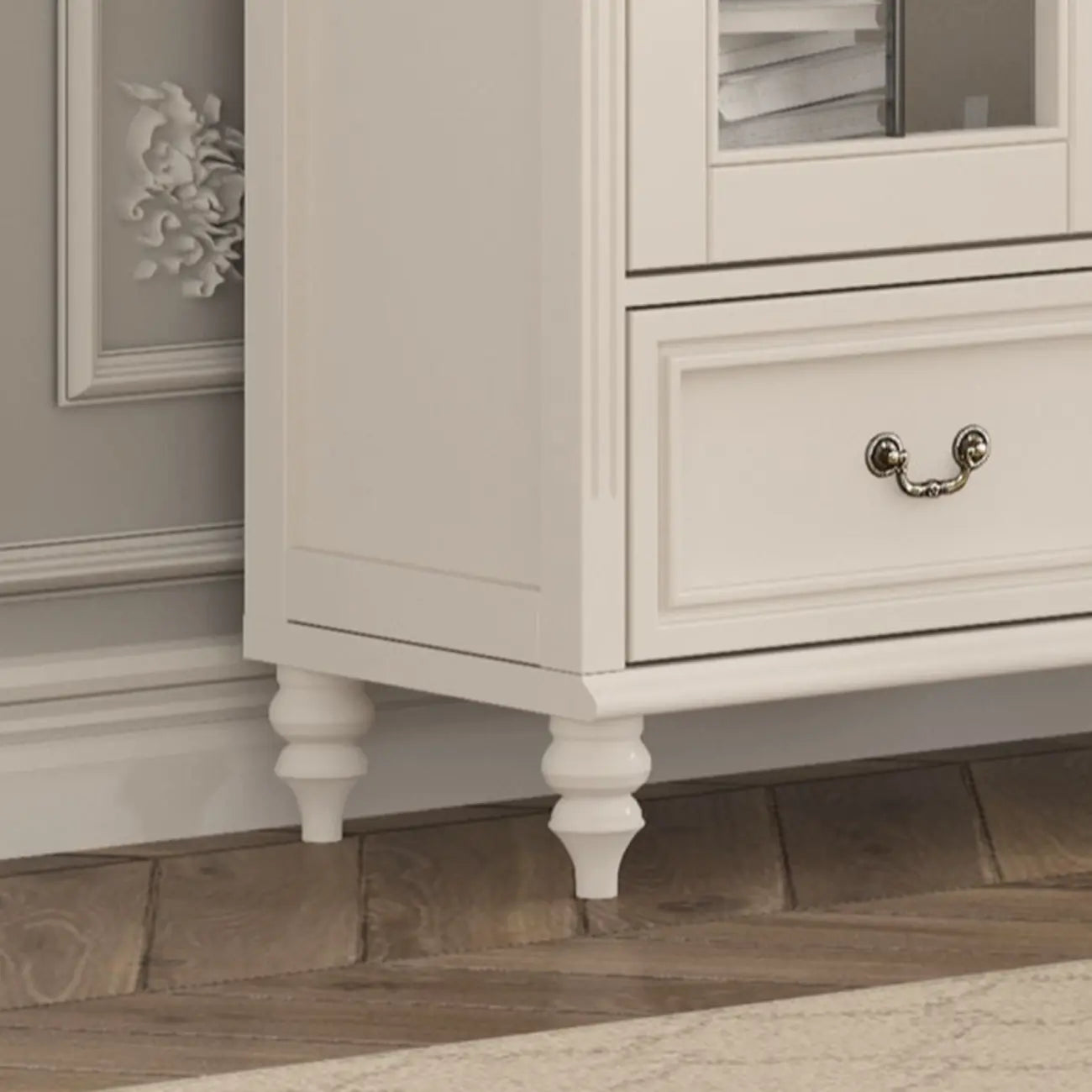 Mobile Espositore Contenitore in Legno Bianco con Ante ad Arco in Vetro