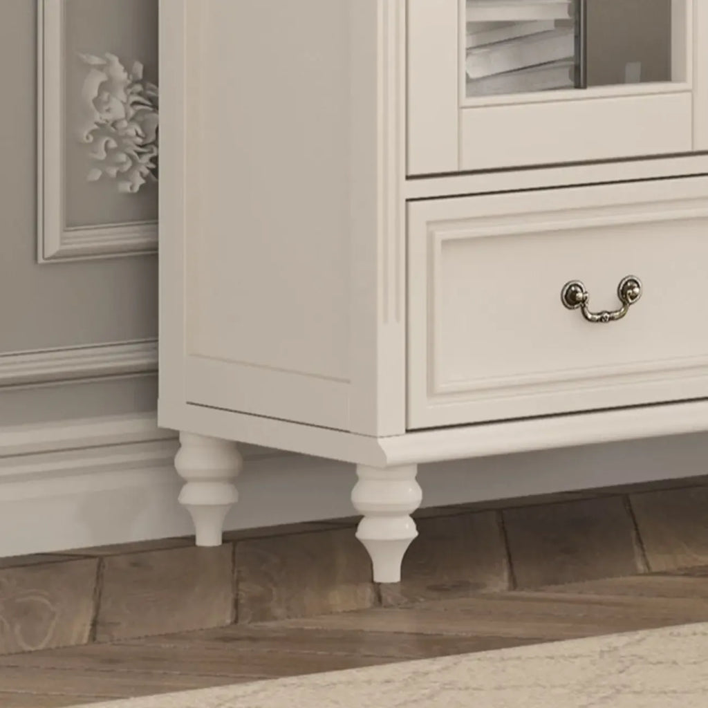 Mobile Espositore Contenitore in Legno Bianco con Ante ad Arco in Vetro