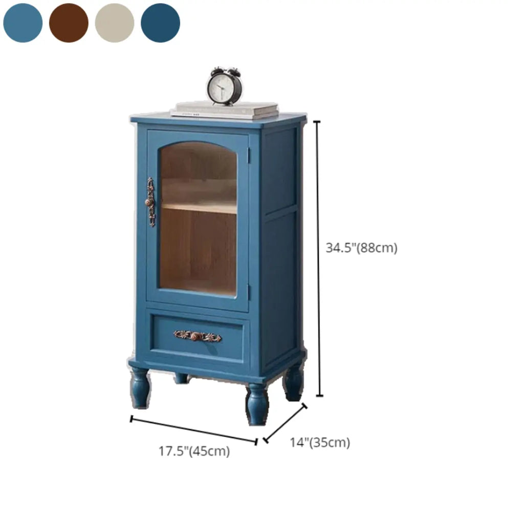 Meuble de rangement d'appoint européen en bois avec porte et tiroir en verre
