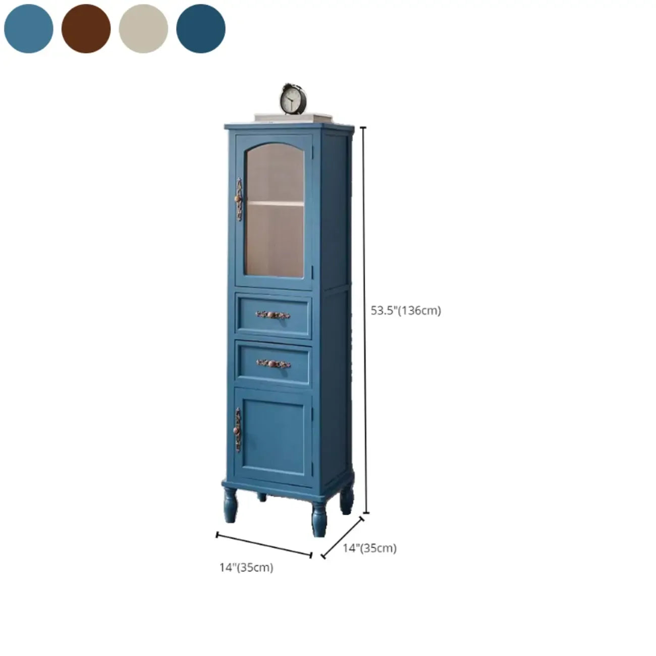 Meuble de rangement d'appoint européen en bois avec porte et tiroir en verre